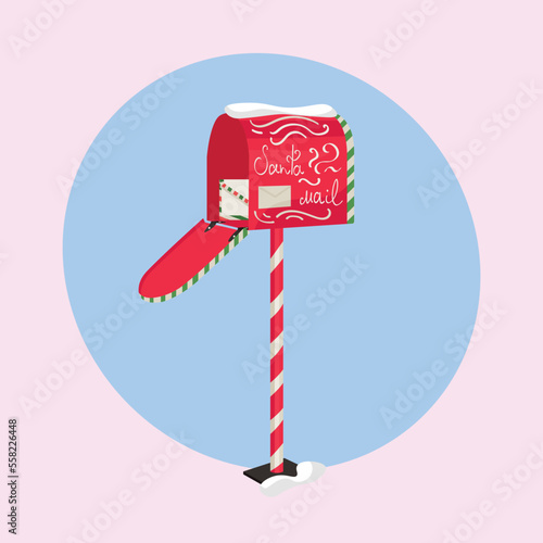 Mail box for letters to Santa on pink background