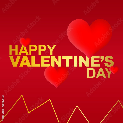 valentine's day love background with 3D shape hearts