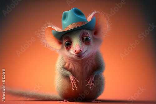 Gliding possum. Cute adorable animal inspired by some cartoon movies