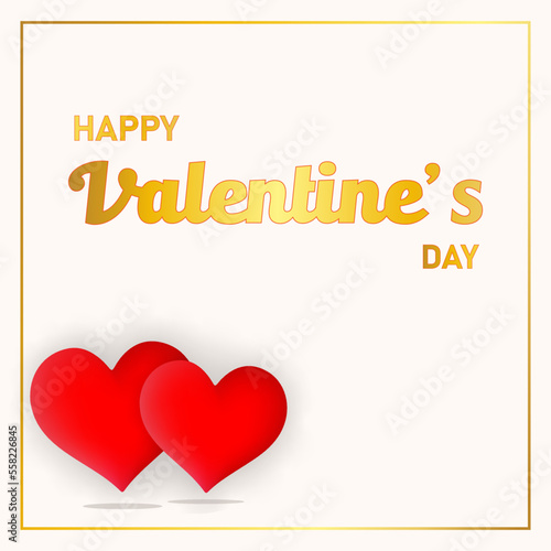 valentines day romantic white background with two red hearts