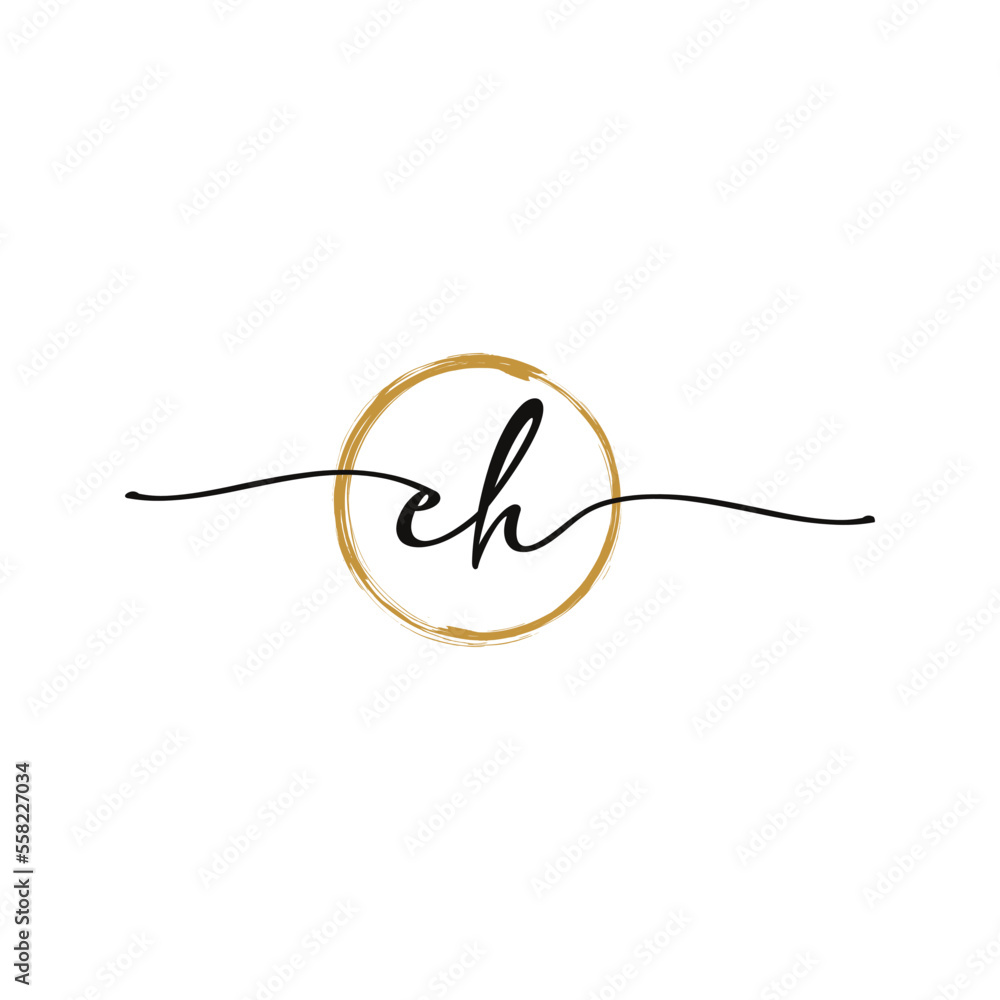 Obraz premium EH Initial Script Letter Beauty Logo Template