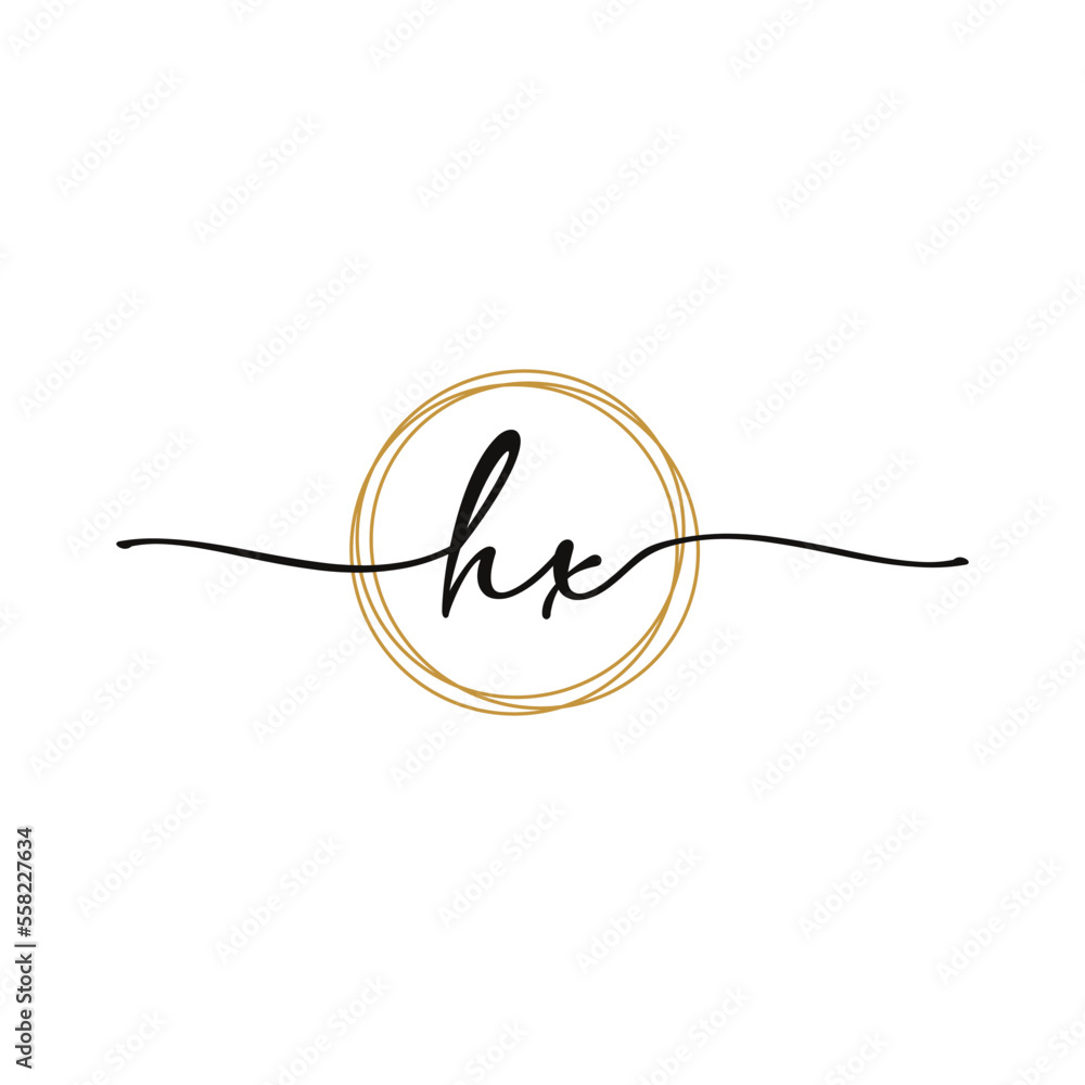 Obraz premium HX Initial Script Letter Beauty Logo Template