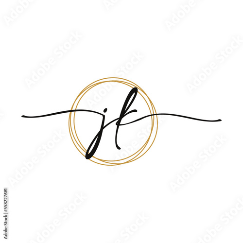 JK Initial Script Letter Beauty Logo Template