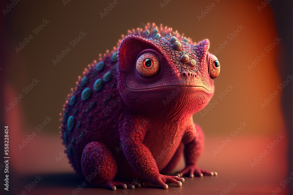 Obraz premium Chameleon. Cute adorable animal inspired by some cartoon movies