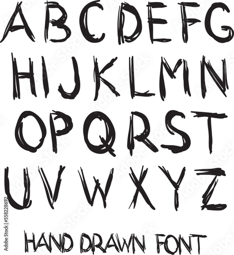 Set of handwritten alphabet letters