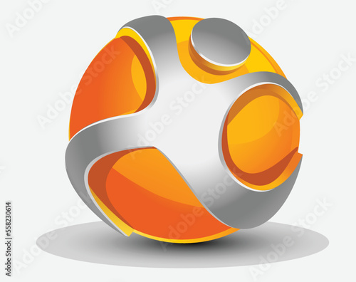 3d logo design ball circle gaming detailed x blue orange modern man figure
