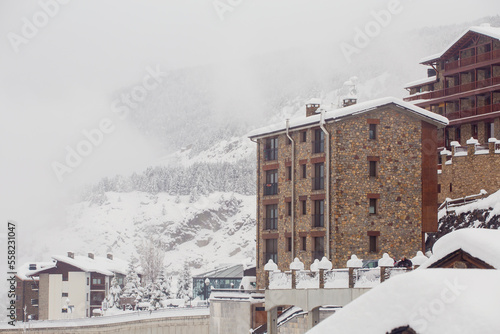 Heavy snowfall in the hills of Soldeu, Andorra photo