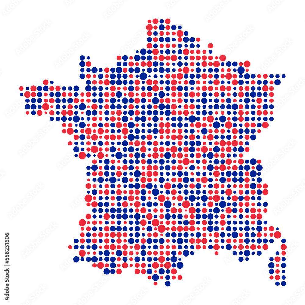 Fototapeta premium France Silhouette Pixelated pattern map illustration
