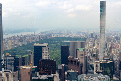 Central park is seen from above on a cloudy day