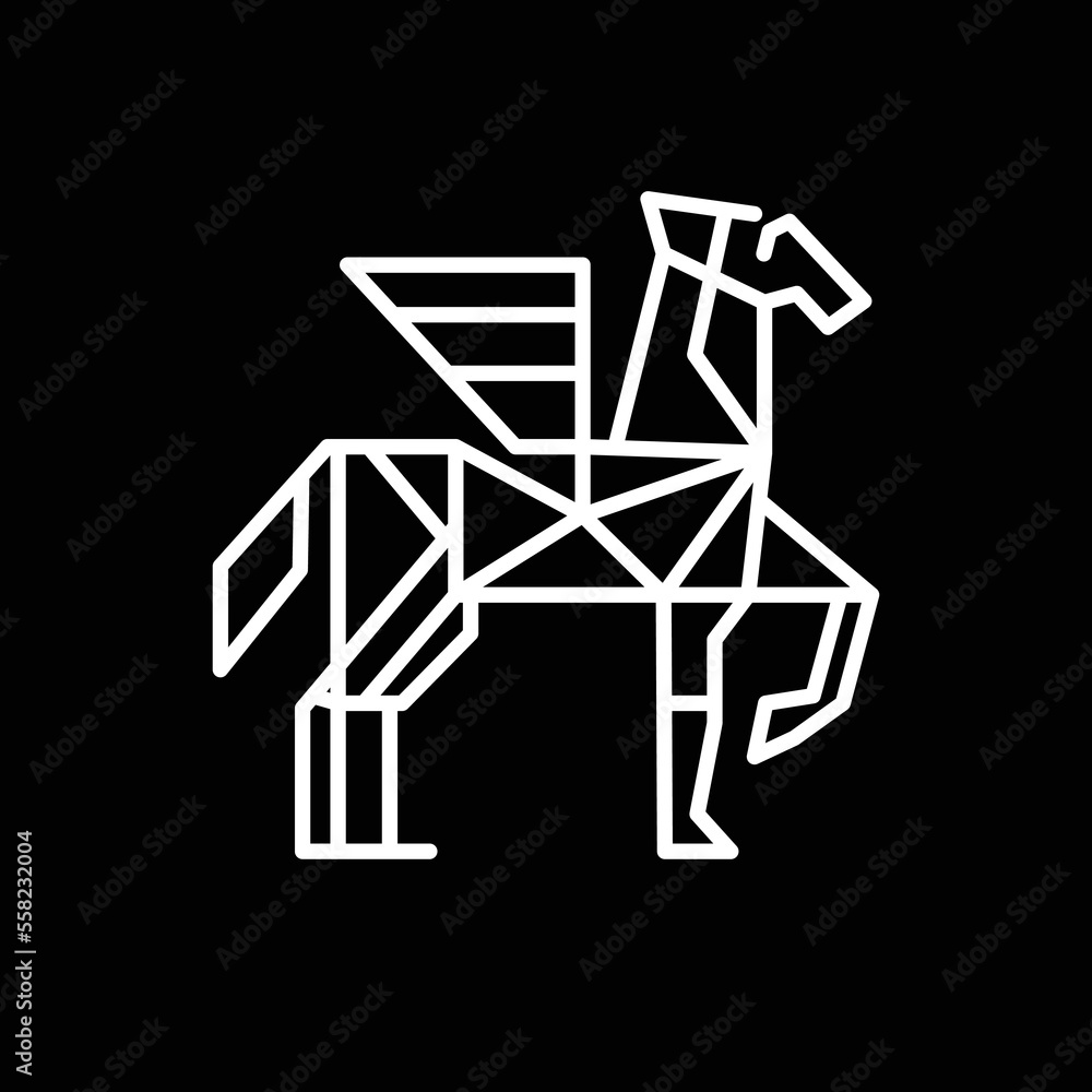 Pegasus line logo symbol design illustration. Clean logo mark design. Illustration for personal or commercial business branding. Pegasus line logo symbol design illustration. Clean logo mark design. Illustration for personal or commercial business branding.