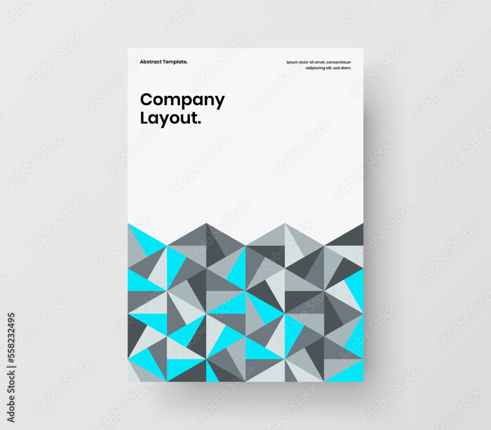 Premium company identity design vector layout. Trendy mosaic shapes pamphlet template.