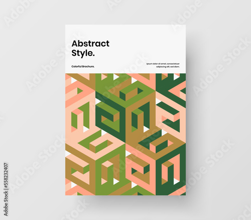 Modern cover A4 vector design illustration. Multicolored mosaic tiles handbill concept.
