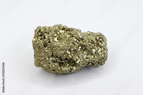 pyrite mineral stone on a white background