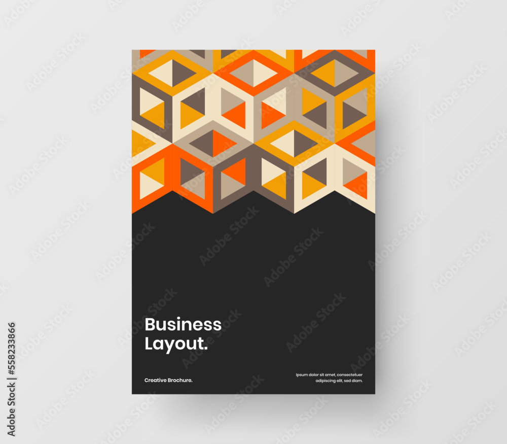 Isolated mosaic tiles handbill layout. Simple corporate cover A4 vector design template.