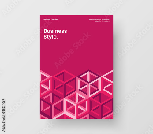 Multicolored mosaic hexagons corporate cover layout. Minimalistic flyer vector design concept.
