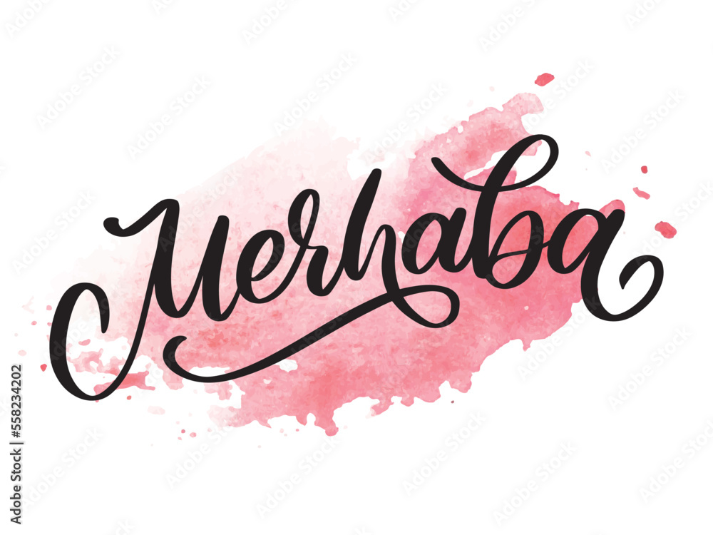 Merhaba Hand Drawn Black Vector Calligraphy Isolated on White Background. Merhaba - Turkish Word Meaning Hello Merhaba Hand Drawn Black Vector Calligraphy Isolated on White Background. Merhaba - Turkish Word Meaning Hello