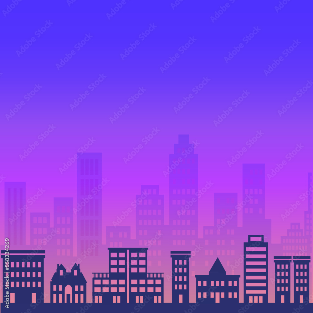 Silhoete city icon. Cityscape background vector ilustration.