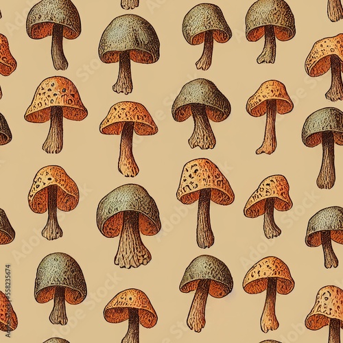 Mushrooms Repeating Pattern [AI Generated]