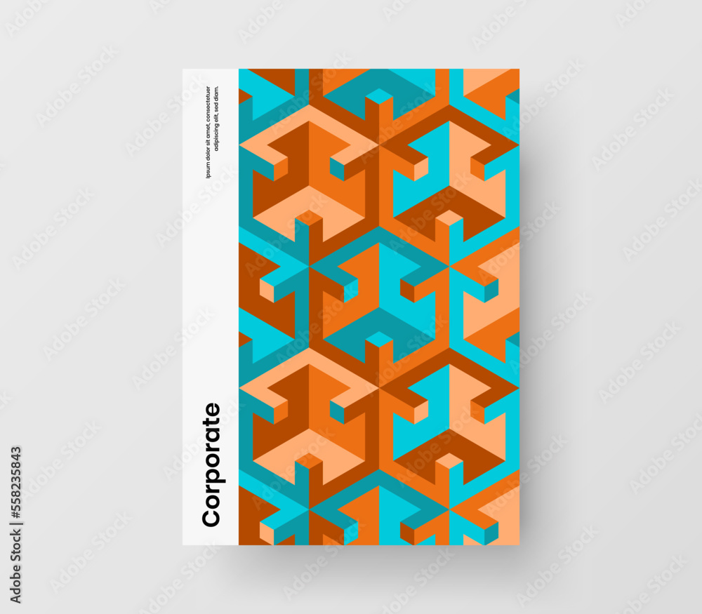 Creative geometric pattern placard concept. Colorful pamphlet A4 vector design illustration.
