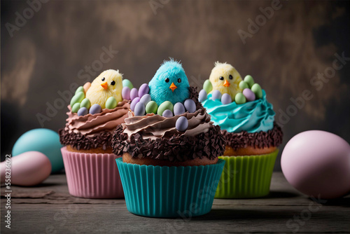 colorful Easter cupcakes