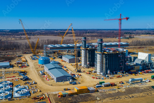 Aerial View of Natural Gas Fired Power Generation Station Under Construction photo