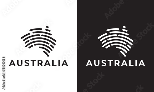 fingerprint map australia logo design vector illustration