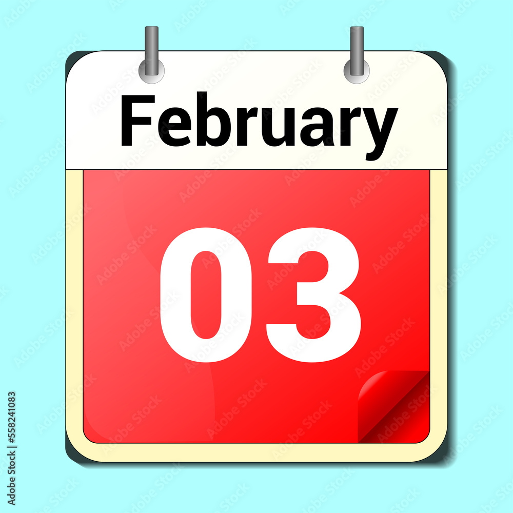 day on the calendar, vector image format, February 3 day on the calendar, vector image format, February 3