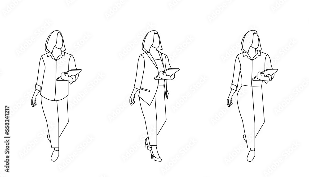 Women in different office cloth standing with laptop Women in different office cloth standing with laptop