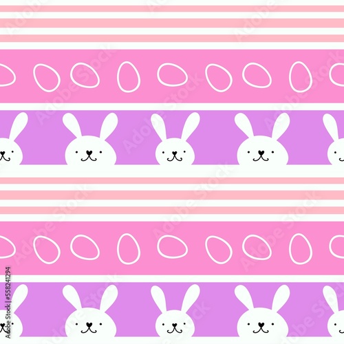 Cartoon animals seamless Easter eggs and rabbit bunnies pattern for wrapping paper and kids clothes print