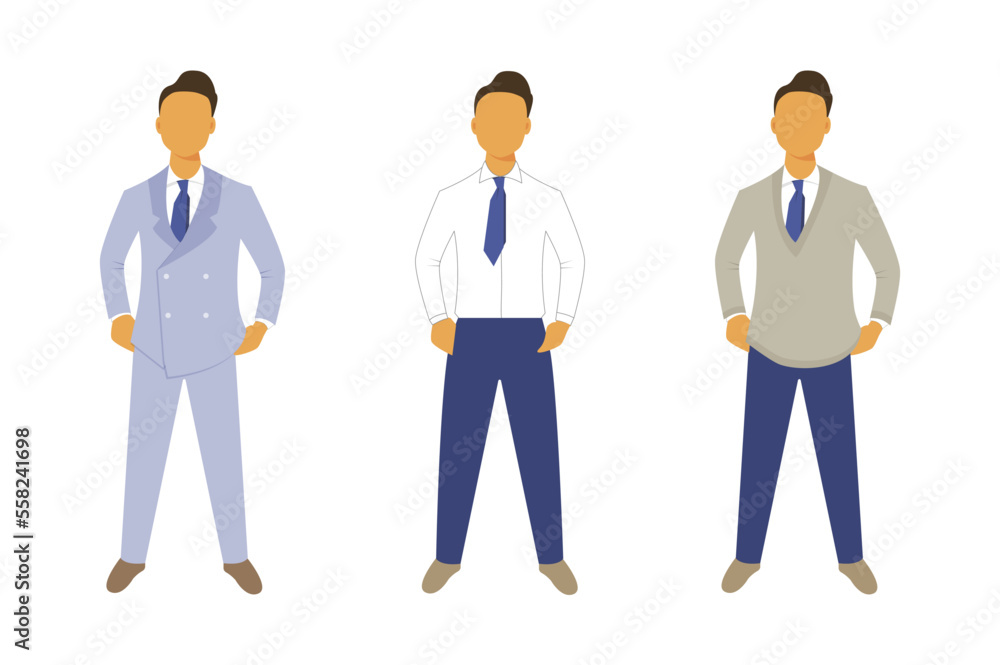 Standing men in different office cloth