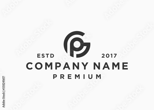 letter gp circle logo design vector illustration template