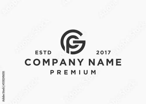 letter gp circle logo design vector illustration template