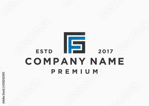 letter gf square logo design vector illustration template