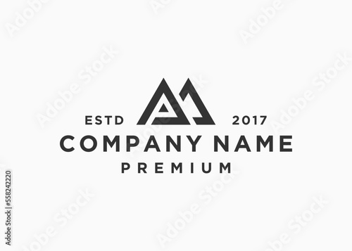 letter p mountain logo design vector illustration template