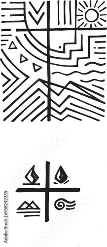 Hand drawn illustration of symbology .
