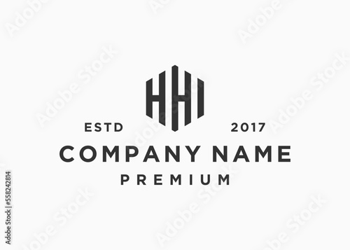 letter hhi hexagon logo design vector illustration template