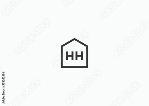 letter hh with house logo design vector illustration template