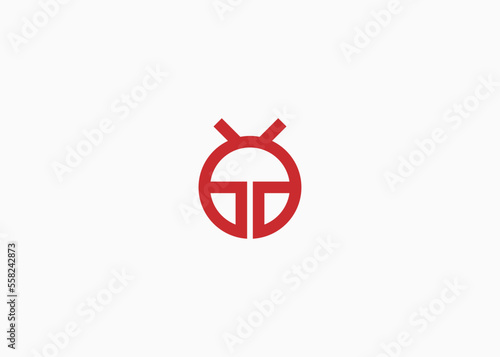 letter gg ladybug logo design vector illustration template