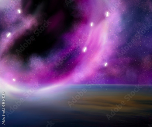 Beautiful nebula space background with a blackhole and stars