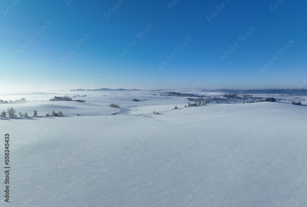 Winter panorama under snow