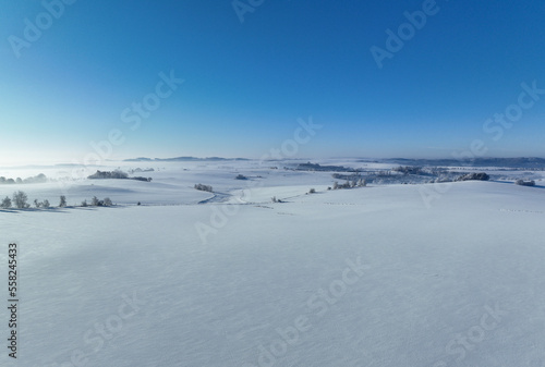 Winter panorama under snow