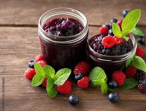 jar of jam with wild berries