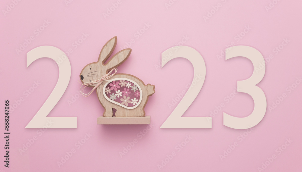 Fototapeta In celebration of Easter or the Chinese New Year 2023, the year of the Rabbit. A