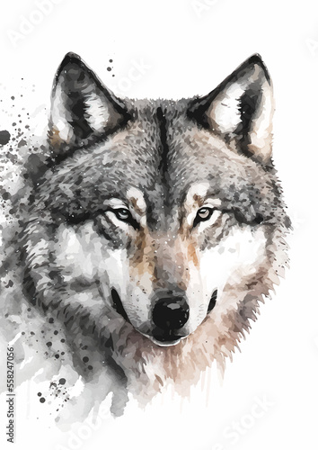 Wolf Watercolour Art Illustration | Generative Ai