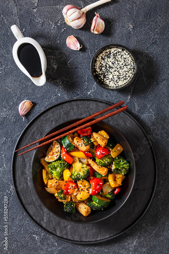 veggies stir-fry with thick soy based sauce