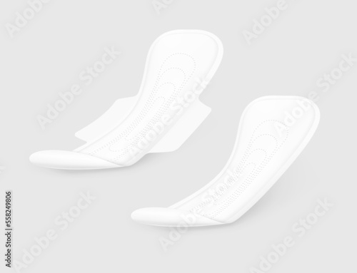 Realistic women pad mockup. Half side view. Vector illustration. Сan be used for healthcare, medical and other needs. EPS10.	