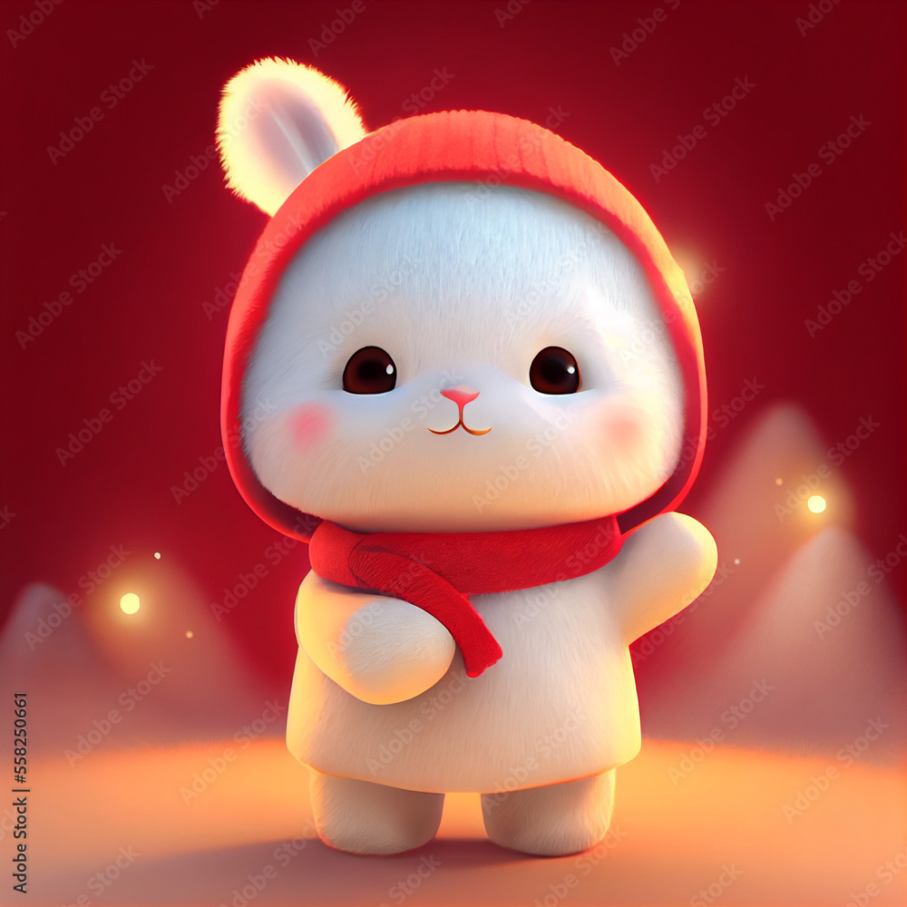 Cute chinese rabbit, chinese new year of rabbit, generative ai Cute chinese rabbit, chinese new year of rabbit, generative ai