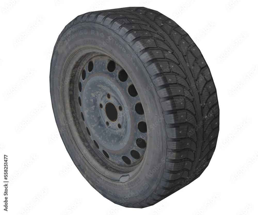 Obraz premium 3d rendering used studded tires 