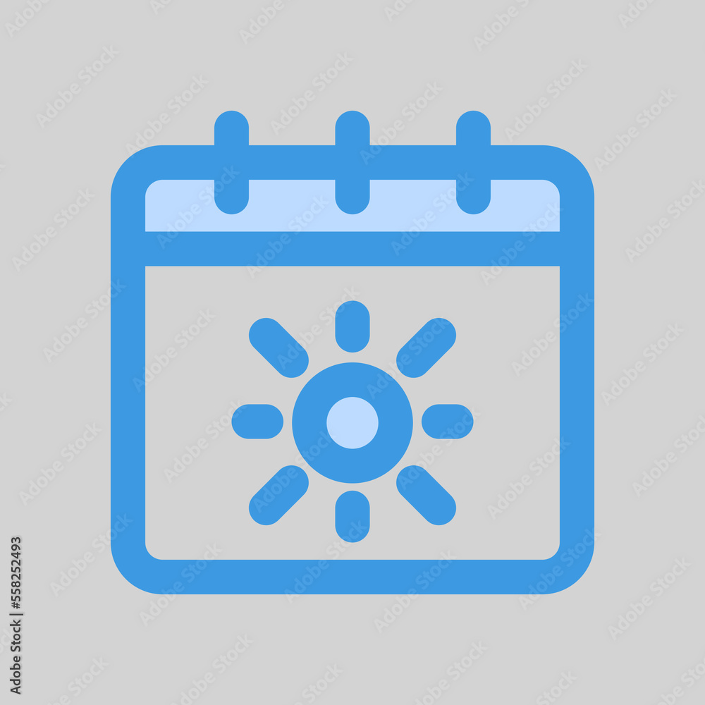 Summertime calendar icon in blue style, use for website mobile app presentation Summertime calendar icon in blue style, use for website mobile app presentation