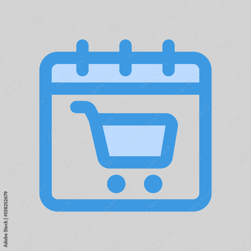 Shopping schedule icon in blue style, use for website mobile app presentation Shopping schedule icon in blue style, use for website mobile app presentation